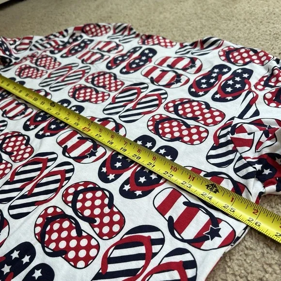 ALFRED DUNNER Patriotic Red White Blue Top Tee Shirt Flip Flops 4th Of July XXL - Picture 7 of 7